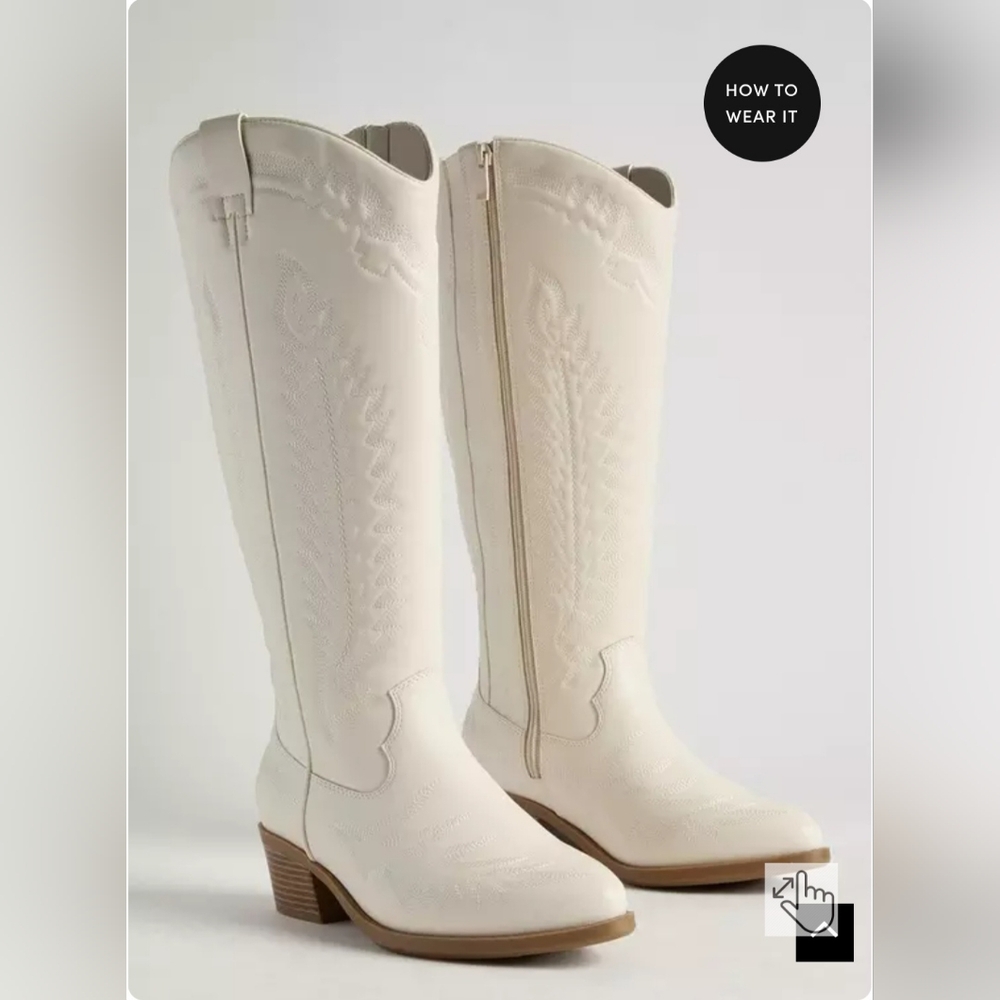 Torrid White Heeled Knee-High Boots